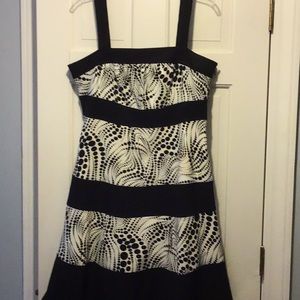 Black and white wide strap cocktail dress